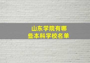 山东学院有哪些本科学校名单