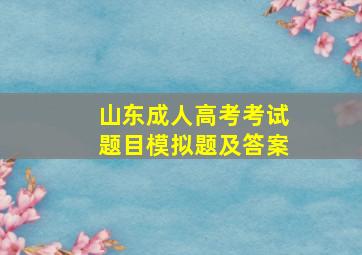 山东成人高考考试题目模拟题及答案