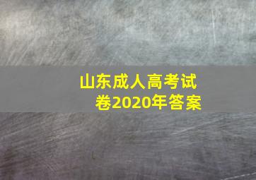 山东成人高考试卷2020年答案