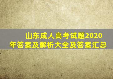 山东成人高考试题2020年答案及解析大全及答案汇总