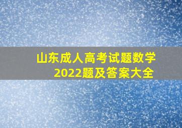 山东成人高考试题数学2022题及答案大全