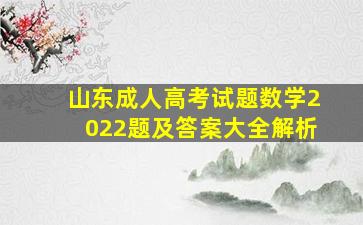 山东成人高考试题数学2022题及答案大全解析