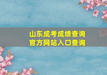 山东成考成绩查询官方网站入口查询