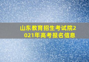 山东教育招生考试院2021年高考报名信息