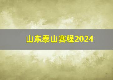 山东泰山赛程2024