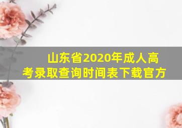 山东省2020年成人高考录取查询时间表下载官方