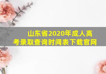 山东省2020年成人高考录取查询时间表下载官网