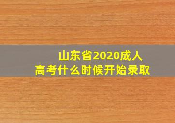 山东省2020成人高考什么时候开始录取