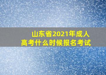 山东省2021年成人高考什么时候报名考试