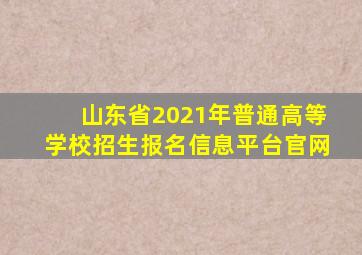 山东省2021年普通高等学校招生报名信息平台官网