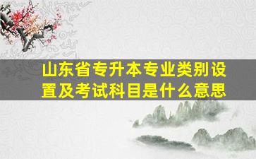 山东省专升本专业类别设置及考试科目是什么意思