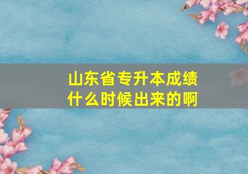 山东省专升本成绩什么时候出来的啊