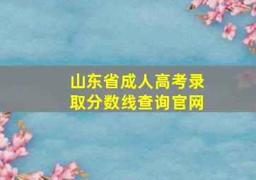 山东省成人高考录取分数线查询官网