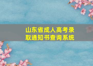 山东省成人高考录取通知书查询系统