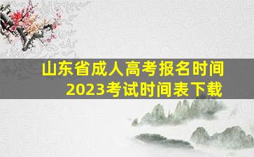 山东省成人高考报名时间2023考试时间表下载