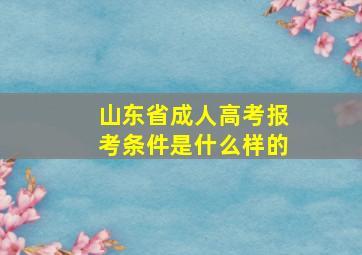 山东省成人高考报考条件是什么样的