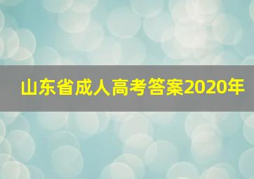 山东省成人高考答案2020年