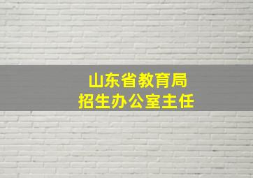 山东省教育局招生办公室主任