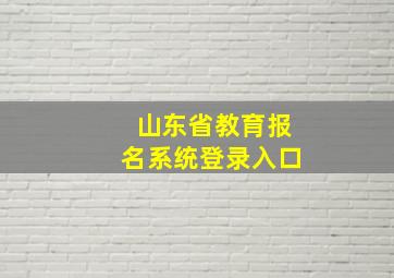 山东省教育报名系统登录入口