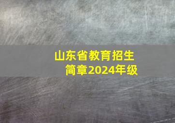 山东省教育招生简章2024年级