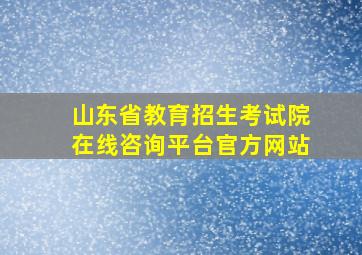 山东省教育招生考试院在线咨询平台官方网站