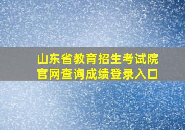 山东省教育招生考试院官网查询成绩登录入口