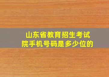 山东省教育招生考试院手机号码是多少位的