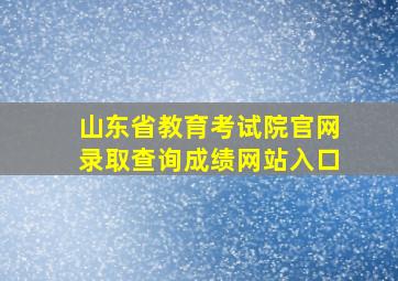 山东省教育考试院官网录取查询成绩网站入口