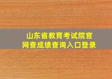 山东省教育考试院官网查成绩查询入口登录