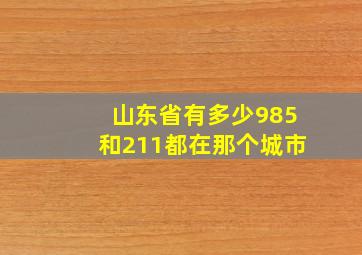 山东省有多少985和211都在那个城市