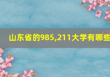 山东省的985,211大学有哪些