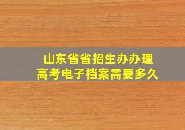 山东省省招生办办理高考电子档案需要多久