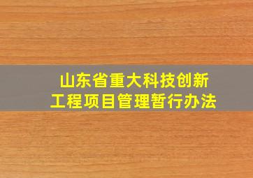 山东省重大科技创新工程项目管理暂行办法