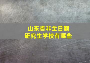 山东省非全日制研究生学校有哪些