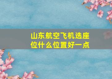 山东航空飞机选座位什么位置好一点