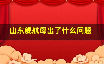 山东舰航母出了什么问题