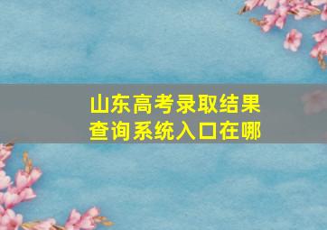 山东高考录取结果查询系统入口在哪