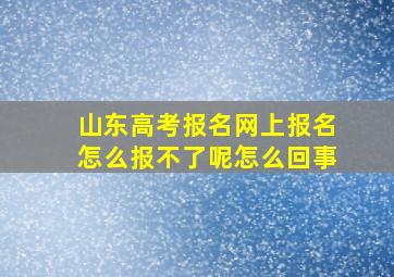 山东高考报名网上报名怎么报不了呢怎么回事