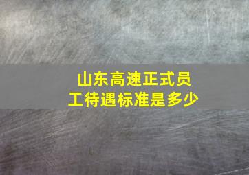 山东高速正式员工待遇标准是多少