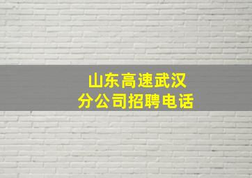 山东高速武汉分公司招聘电话