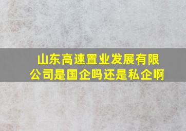 山东高速置业发展有限公司是国企吗还是私企啊