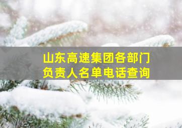 山东高速集团各部门负责人名单电话查询