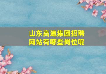 山东高速集团招聘网站有哪些岗位呢