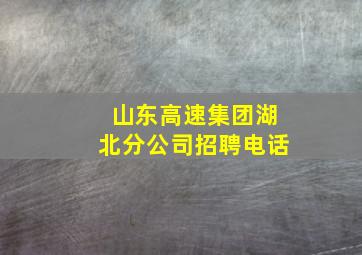 山东高速集团湖北分公司招聘电话