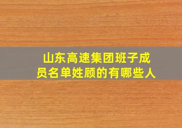 山东高速集团班子成员名单姓顾的有哪些人