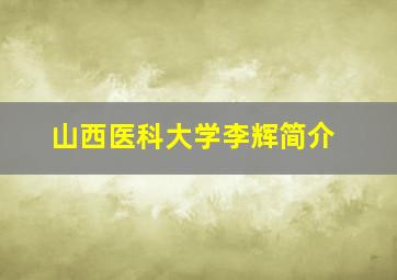 山西医科大学李辉简介