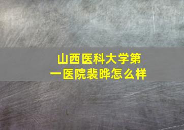 山西医科大学第一医院裴晔怎么样