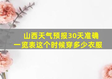 山西天气预报30天准确一览表这个时候穿多少衣服