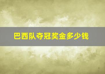 巴西队夺冠奖金多少钱