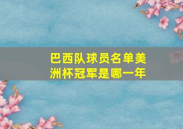 巴西队球员名单美洲杯冠军是哪一年